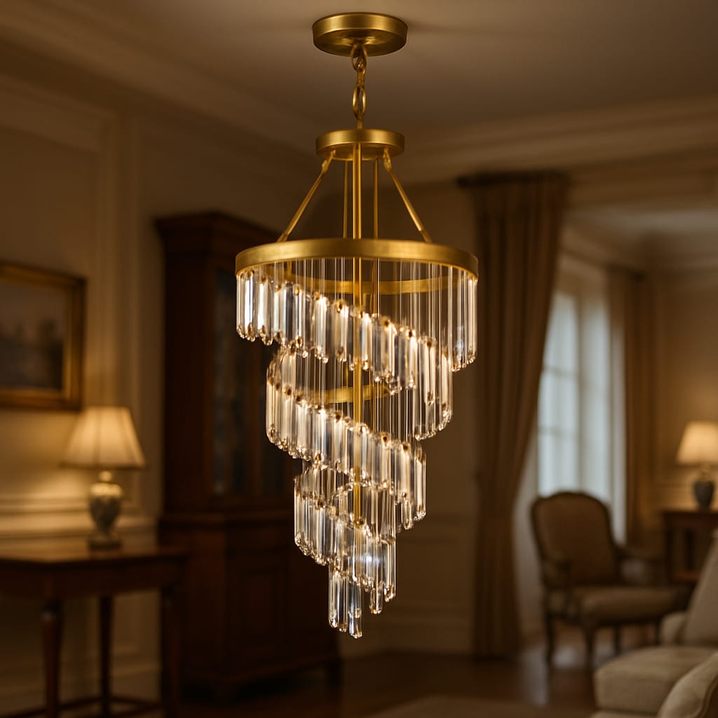 Luxury Crystal Staircase Chandelier with LED Lights