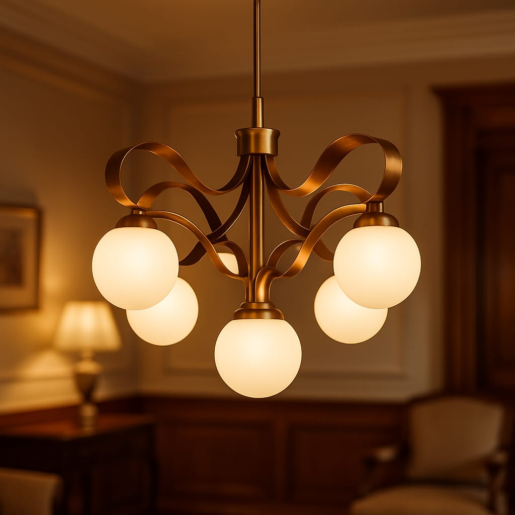 Italian Copper - Glass Ribbon Chandelier